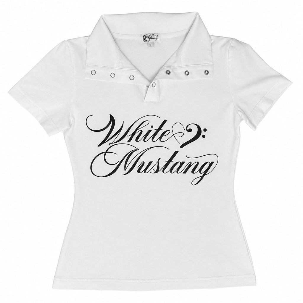 White Mustang Collar Top