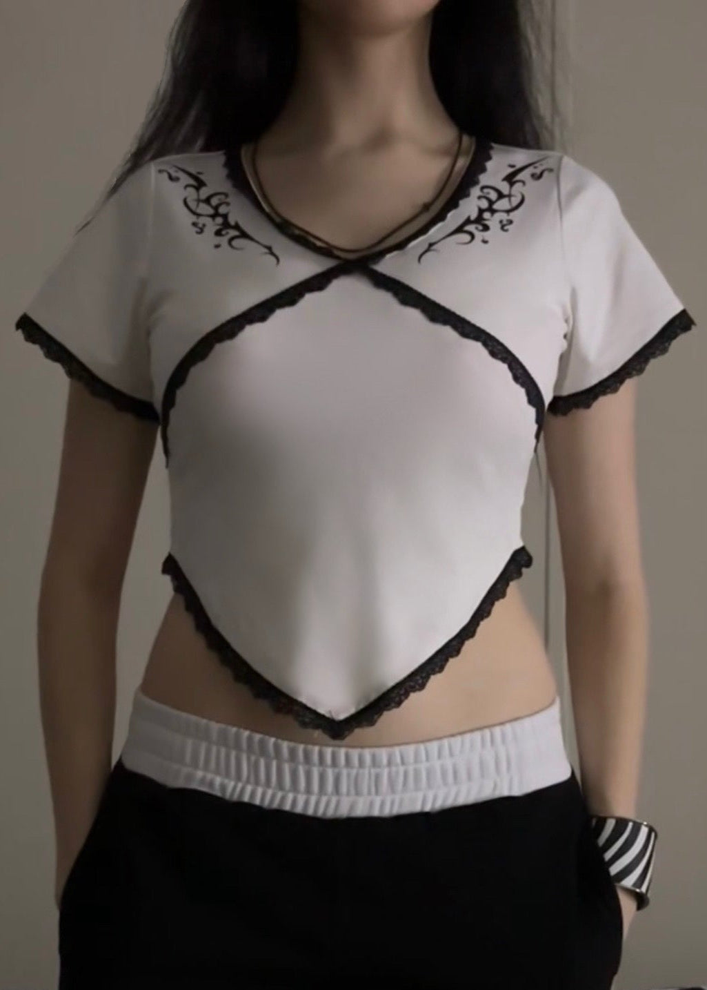 white swan crop top