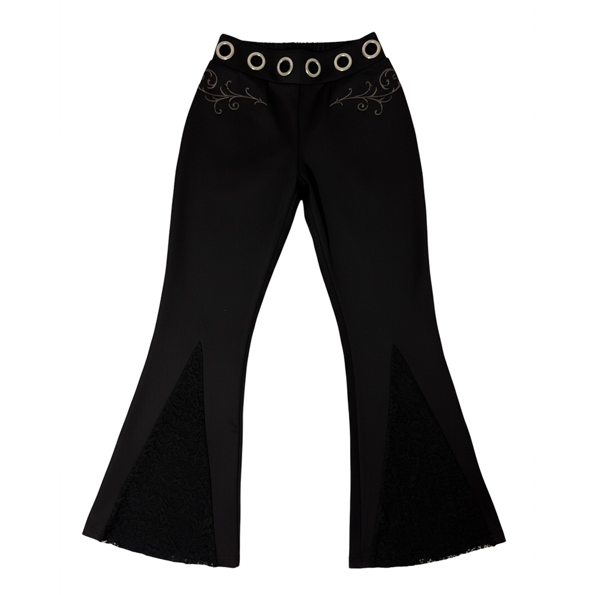 Eyelet Lace Flared Dress Pants