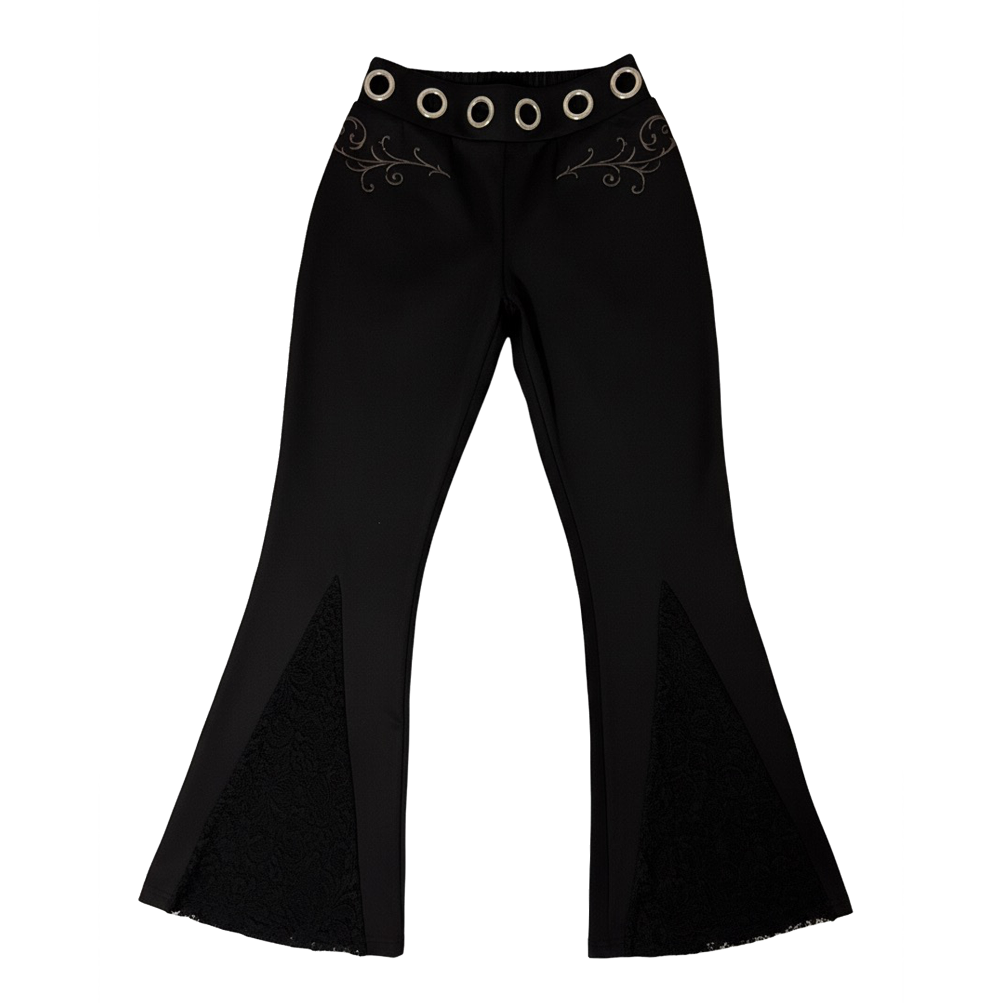 EYELET LACE FLARED DRESS PANTS